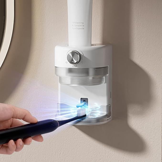 Toothpaste Squeezer, Bathroom Wall Mounted Electric Toothpaste Dispenser with Adjustable Toothpaste Dispensing Amount, Automatic Toothpaste Dispenser for Adults and Kids (White) - ModernBath