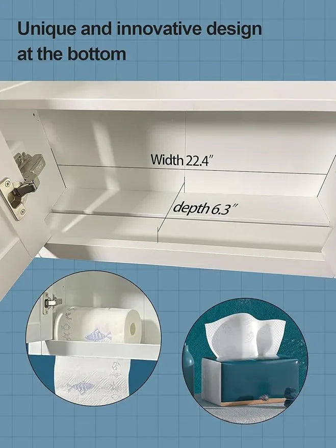 Wall Mount Cabinets Bathroom Wall Cabinet Buffering Hinge,22"x28" inch Over Toilet Storage Cabinet and Adjustable Shelves, Can Hold Toilet Paper and roll Paper Medicine Cabinet - ModernBath