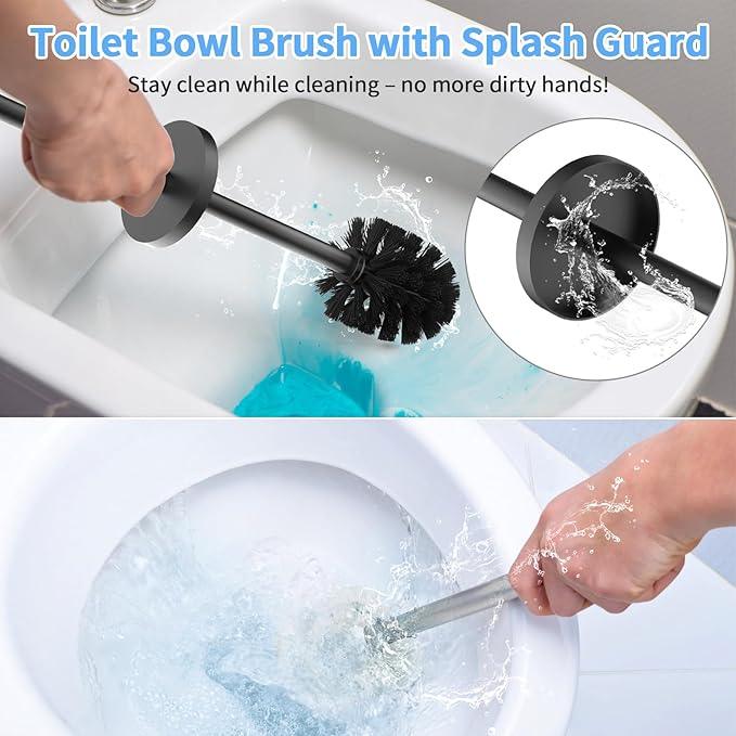 Stainless Steel Toilet Brush and Holder Set Oil Rubbed Matte Black Heavy Duty Toilet Bowl Brush with Long Handle for Bathroom and Farmhouse - ModernBath