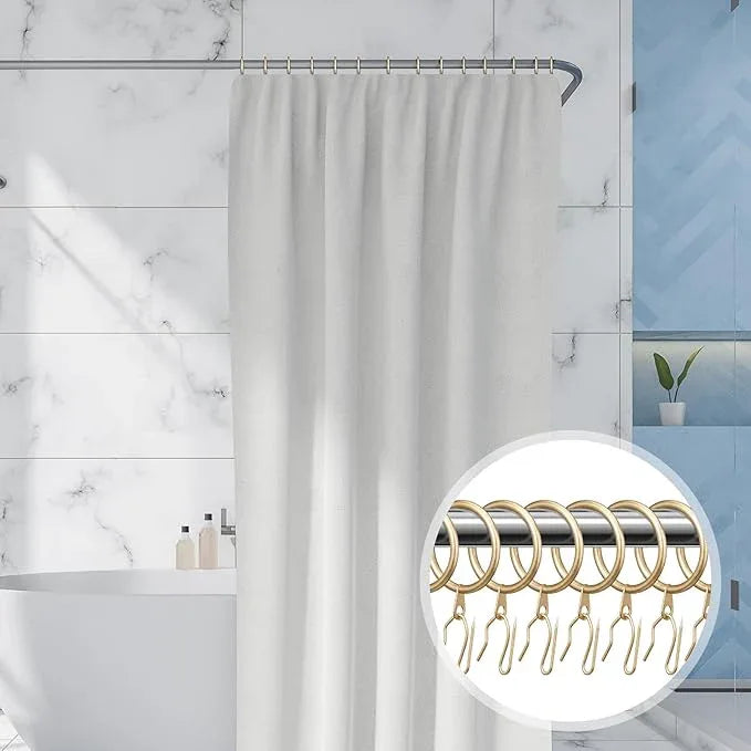 Hotop 30 Pcs Metal Drapery Curtain Rings 0.98/1.26/1.65 inch Interior Diameter and 30 Pcs Hanging Curtain Drapery Pin Hooks for Window Door Shower(Champagne Gold,25mm) - ModernBath
