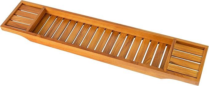 VaeFae Teak Bathtub Tray, Wooden Bath Caddy for Bathtub, Bath Tub Wood Table for Tub - ModernBath