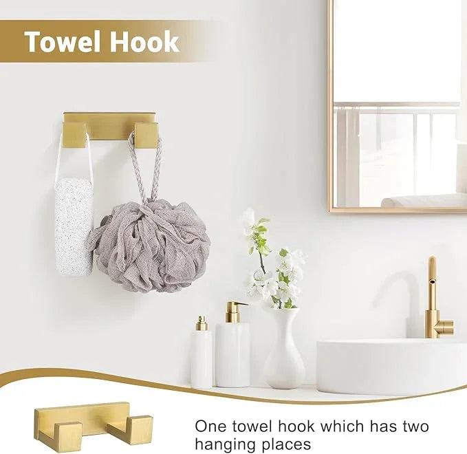 Brushed Gold Bathroom Hardware Set, 4-Piece Bath Towel Bar Set SUS304 Stainless Steel Towel Rack Set for Bathroom, 23.6 inches Bathroom Towel Holder Set Wall Mounted - ModernBath