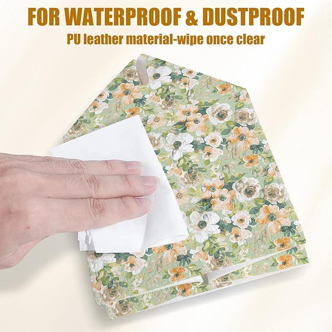 Watercolor Flower Tissue Box Cover 2PCS, Leather Tissue Box Holder Square Facial Paper Case Tissue Box Cube Organizer for Bathroom Bedroom Desk Office - ModernBath