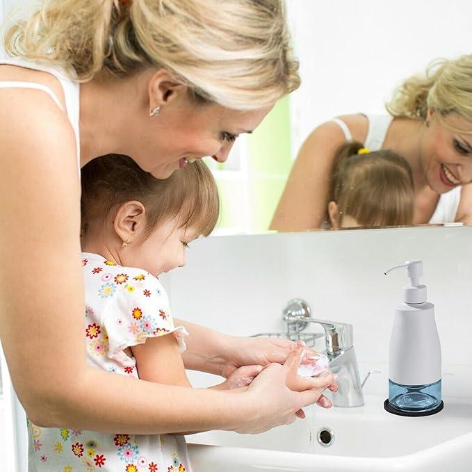 Gaussra White Soap Dispenser with Coaster and Stickers, Stainless Steel and Glass Bottle Hand Pump Dispenser, Refillable Liquid Hand Soap Dispenser for Bathroom & Kitchen (11OZ / 320ML) - ModernBath