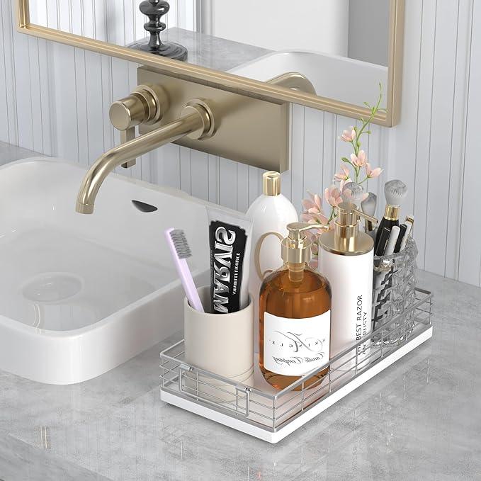 JNFUZ Toilet Paper Basket, 2PCS 13 Inch Bathroom Tank Tray Top of Toilet Storage Toiletries Organizer for Bathroom, Living Room and Kitchen - ModernBath