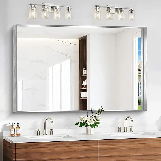 NIMURY Silver Bathroom Mirror, 36x55 Inch Rectangular Deep Frame Mirror, Large Wall Mounted Bathroom Vanity Mirror Over Sink for Bedroom,Restroom, Living Room, Hangs Vertically or Horizontally - ModernBath