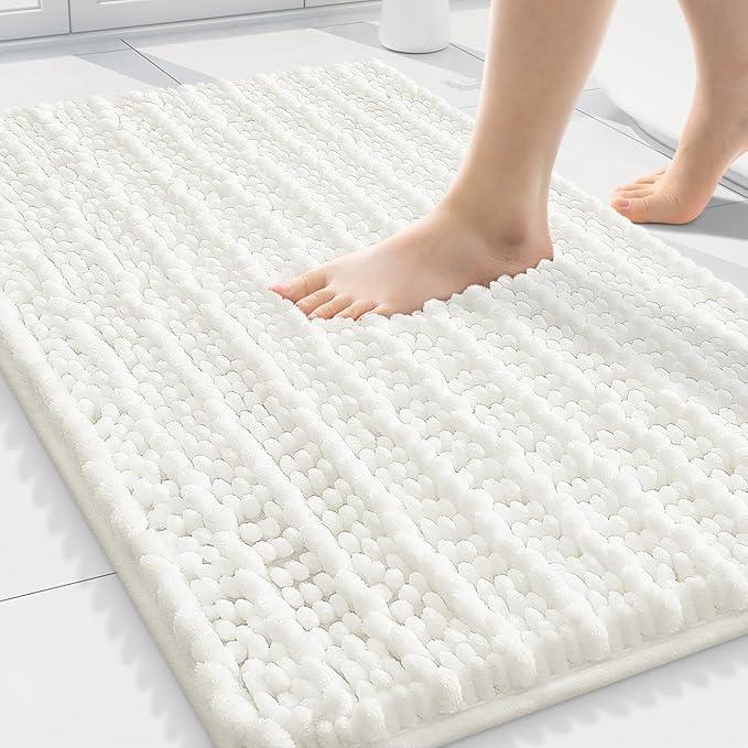Smiry Bathroom Rugs Mat 30x20, Extra Soft Absorbent Chenille Bath Rugs, Non Slip Rubber Backing Machine Washable Quick Dry Bath Mats for Bathroom Floor, Tub, Shower, Home Decor Accessories, Ivory - ModernBath