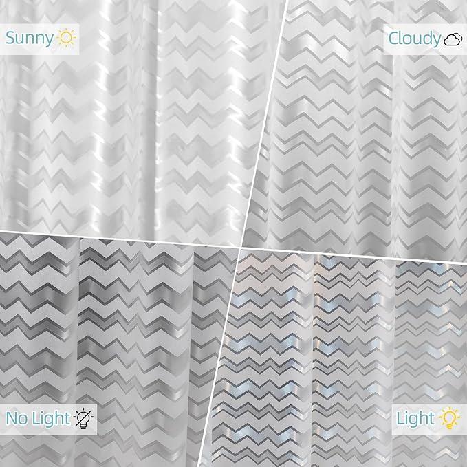 Seenus Waterproof PEVA Shower Curtain Liner White Striped, Bpa-Free 3D Frosted Shower Liner with 3 Large Magnets, Bathroom Translucent Plastic Shower Curtain Lightweight for Privacy - ModernBath