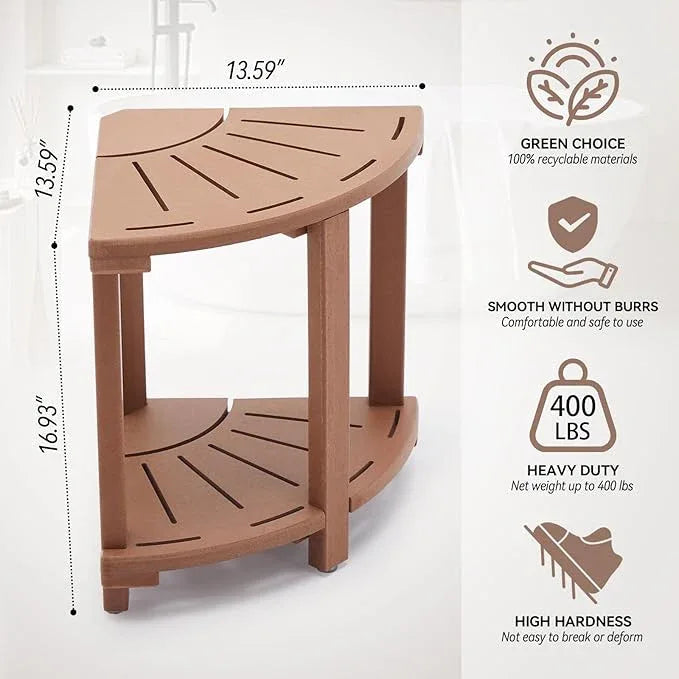 Shower Bench, Corner Shower Stool for Inside Shower and Shaving Legs, Waterproof HDPE Shower Chair Seat with Storage Shelf for Bathroom Non-Slip - ModernBath