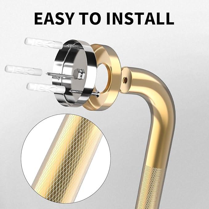 36 Inch Anti Slip Shower Grab Bar Gold, Munzong 2 Pack Bathroom Grab Bar, Knurled Bathroom Balance Bar,Safety Hand Rail Support Handicap Elderly Injury Senior Assist Bath Handle - ModernBath