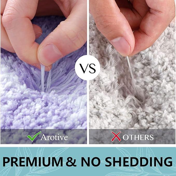 Arotive Microfiber Bathroom Rugs, Shaggy Soft and Absorbent Bath Rug, Non-Slip, Thick Plush Machine Washable Dry Bath Mats for Bathroom, Tub and Shower, 24x16, Dark Purple, Rectangular - ModernBath