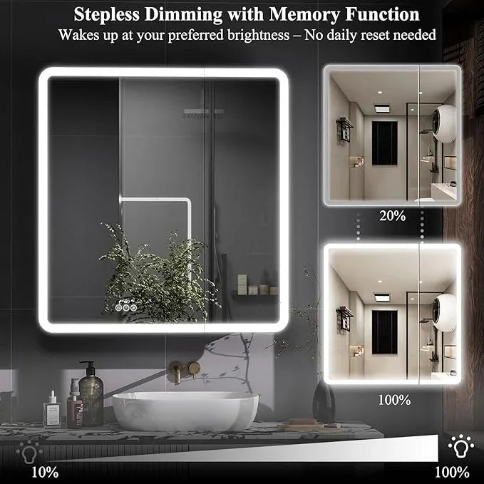 LED Bathroom Medicine Cabinet with Mirror, 36 Inch x 32 Inch Bathroom Mirror Cabinet with Door & Adjustable Shelves, Surface Mount or Recess Installation - ModernBath