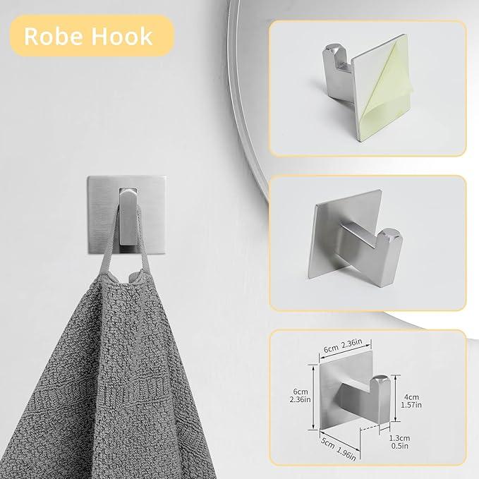 Fapully 23.6-Inch 6 Piece Bathroom Hardware Accessories Set Stainless Steel Wall Mounted Brushed Nickel Include Towel Bar,Hand Towel Holder,Toilet Paper Holder,Robe Towel Hook,Coat Hook,Towel bar Set - ModernBath