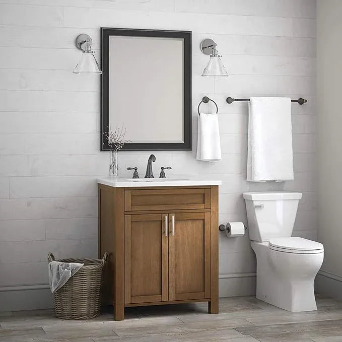 Franklin Brass Kinla 3-Piece Bathroom Set Oil Rubbed Bronze 24" Towel Bar Rack, Toilet Paper Holder, Ring Hardware KIN3PC-ORB - ModernBath