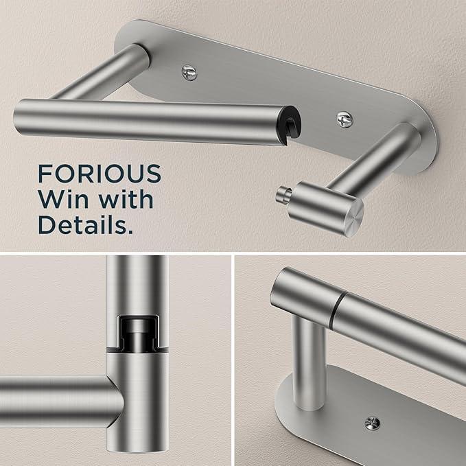 FORIOUS Toilet Paper Holder, Adhesive or Screw Wall Mount Pivoting Tissue Roll Holder for Bathroom, Stainless Steel Rustproof Self Adhesive Toilet Paper Roll Holder no Drilling, 2 Pack Brushed Nickel - ModernBath