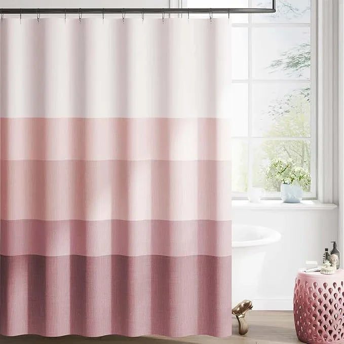 jinchan Ombre Dusty Pink Striped Shower Curtain Waterproof Fabric Shower Curtain for Bathroom Gradual Color Minimalist Design Modern with 12 Hooks 70x72 Inches - ModernBath