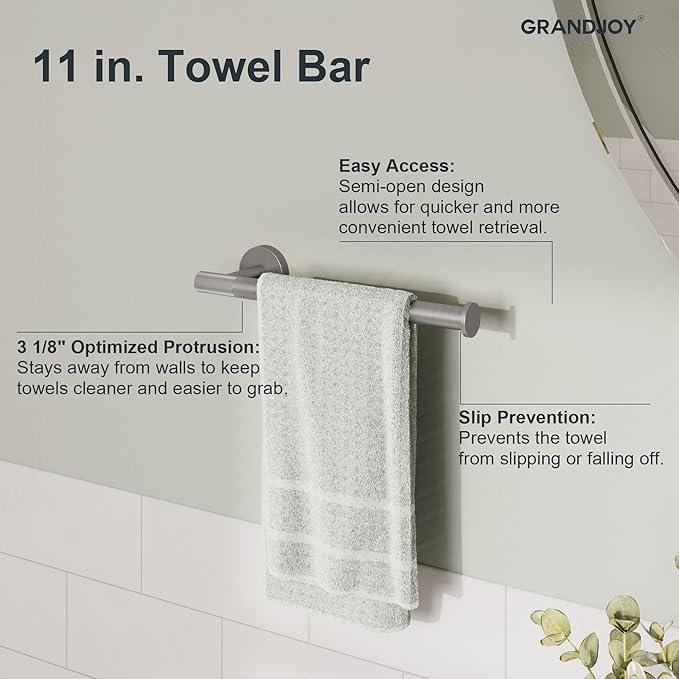 Brushed Nickel Bathroom Hardware Accessories Set, Knurled SUS304 Stainless Steel Kit, Towel Bar, Ring, Robe Hook, Paper Holder, Wall Mounted - ModernBath