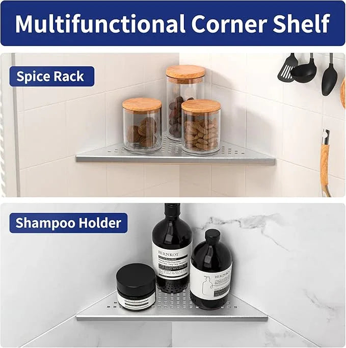 Corner Shower Shelf, 304 Stainless Steel 10" Brushed Recessed Shelf for Bathroom, Grout in Shelf for Tiled Wall - ModernBath
