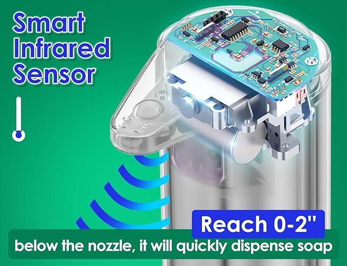 Soap Dispenser, Touchless Automatic Soap Dispenser, Infrared Motion Sensor Stainless Steel Hands Free Soap Pump with Waterproof Base for Bathroom and Kitchen - ModernBath
