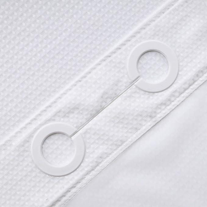 River Dream Stall Heavyweight No Hooks Required Dotted Waffle Weave Shower Curtain with Snap in Liner- 54W x 80H,Hotel Grade,Spa Like Bath Curtain,White - ModernBath