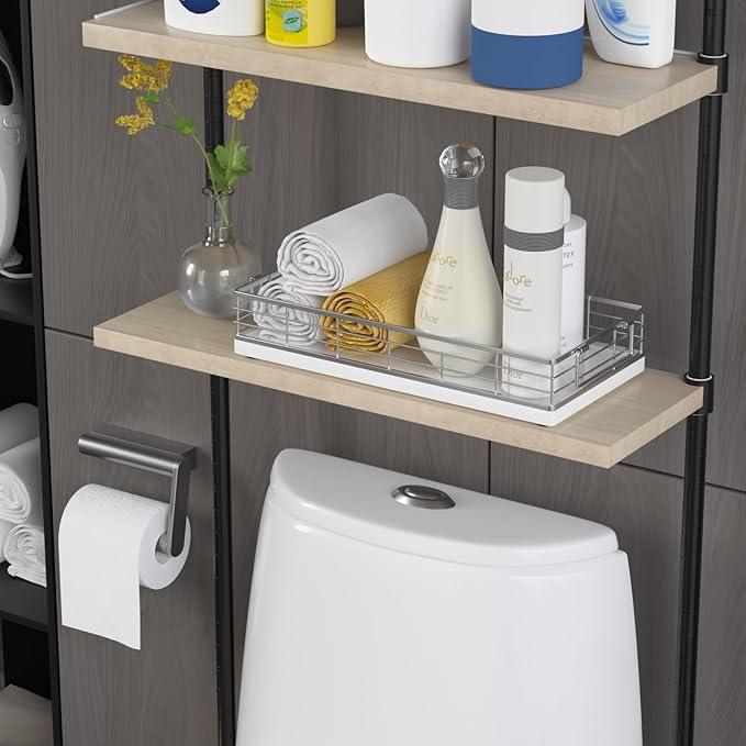JNFUZ Toilet Paper Basket, 2PCS 13 Inch Bathroom Tank Tray Top of Toilet Storage Toiletries Organizer for Bathroom, Living Room and Kitchen - ModernBath