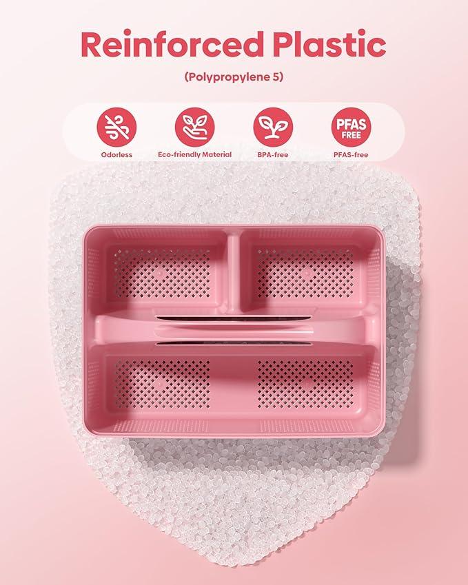MLIKLU 4 Pack Portable Shower Caddy, Integrated Handle, Reinforced Plastic, Quick-Dry Ventilation Holes, Multi-purpose Storage Basket for Home, Dorm and Bathroom, Kitchen, Under Sink Storage, Pink - ModernBath