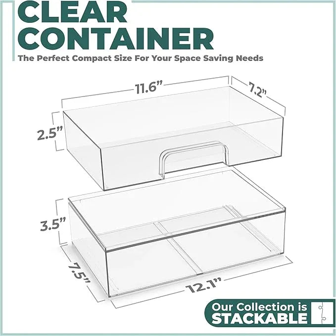 Sorbus Acrylic Storage Containers - 4 Pack, Stackable Storage Bins Set for Bathroom Organization - Clear Acrylic Drawer Organizers - Makeup Case Pull-Out Drawers (12.1’’ Wide) - ModernBath