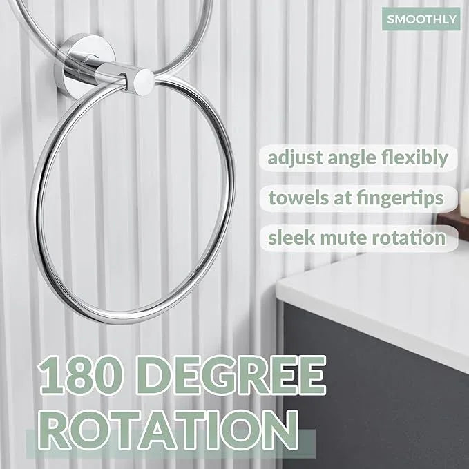 APLusee Hand Towel Ring for Bathroom Wall, Heavy Duty Stainless Steel Chrome Towel Holder, Wall Mounted - ModernBath