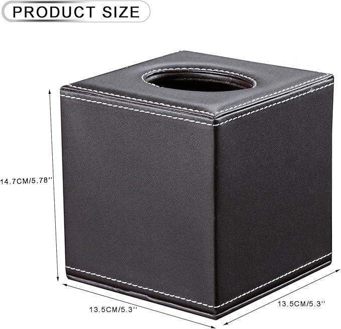 KINGFOM Square Pu Leather Tissue Box Cover, Modern Facial Tissue Holder, Roll Tissues Paper Case Dispenser for Bathroom Vanity Countertop, Night Stands, Office Desk & Car(Brown) - ModernBath