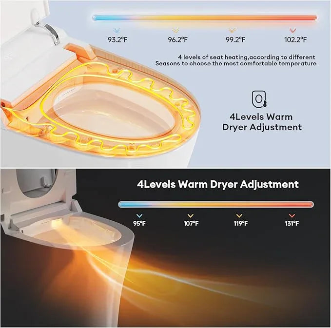 Rivix Ceramic Smart Toilet with Bidet Built-In,Bidet Toilet Auto Open/Close Lid, ADA Comfort Height One-Piece Toilet,Toilet With Bidet Built in Auto Deodorizer, Night Light & Digital Display - ModernBath