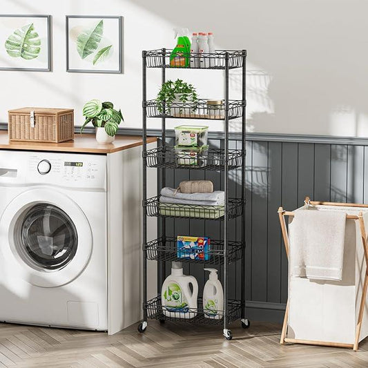 SINGAYE Shelf Closet Wire Shelving：Adjustable Metal Unit for Laundry Room Organization Bathroom Kitchen Home Storage with Wheels Pantry Rack Shelves - ModernBath