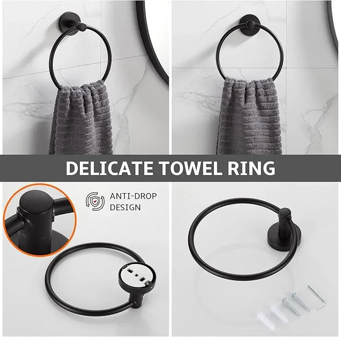 BGL Bathroom Hardware Set Matte Black 4-Pieces Bathroom Towel Rack 24 Inches Adjustable Bathroom Accessories Set - ModernBath
