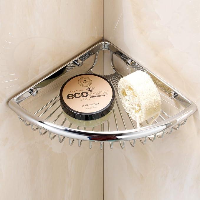 Shower Caddies Corner Shelf for Bathroom Brass Basket Organizers and Storage Shampoo Soap Holder Polished Chrome - ModernBath