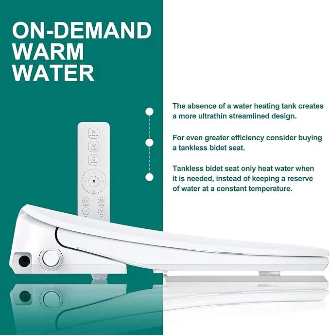 AQUATIZ Elongated Smart Toilet Bidet, Electric Toilet Seat with Self-Cleaning Nozzle, Adjustable Warm Water, Deodorizer, Air Dryer, LED Night light (Remote Control) - ModernBath