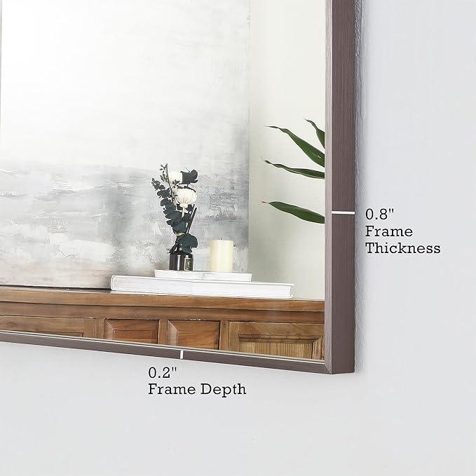 Bonverre 24x30 Inch Pewter Bathroom Mirror for Wall, Aluminum Frame Rectangle Rectangular Vanity Mirror, Modern Large for Bedroom, Living Room, Horizontal or Vertical - ModernBath