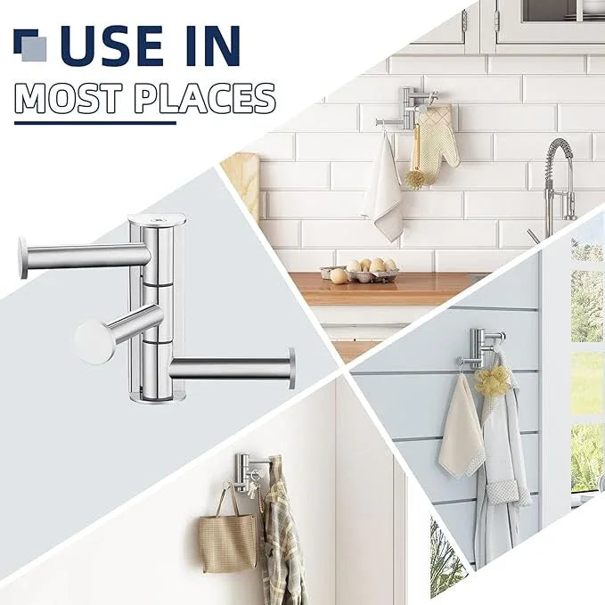 Angle Simple Swivel Hook Polished Chrome, SUS 304 Stainless Steel Bathroom Towel Hook for Wall - ModernBath