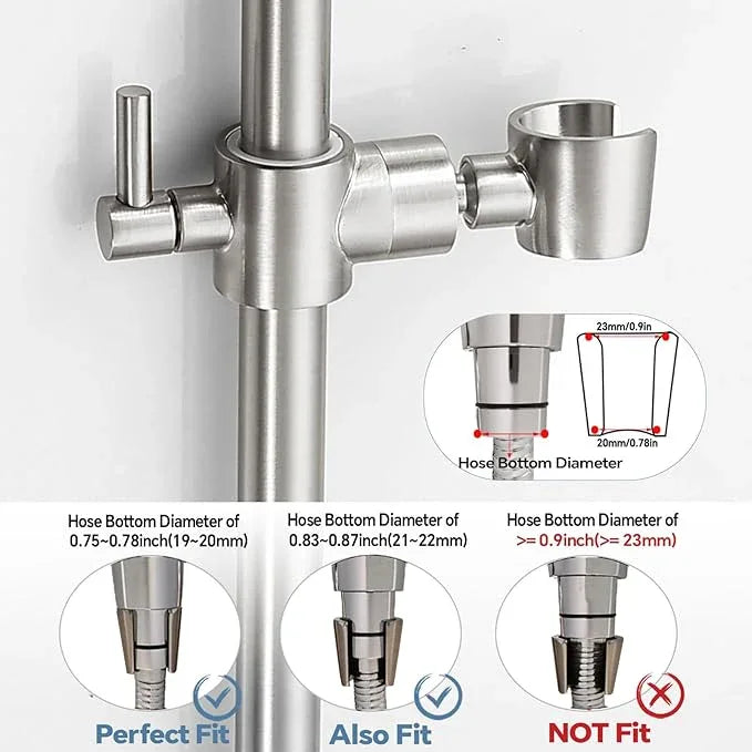Shower Slide Bar Adjustable Handheld Shower Head Holder Wall Mount - 15inch All-Metal Shower Head Slide Bar Compatible with Bathroom Drill Free Glue Installation - Brushed - ModernBath