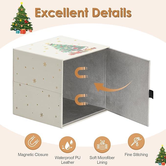 Luxspire Christmas Tissue Box Cover, 5.51" Square Tissue Box Cover with Magnetic Closure, Tissue Box Holder Christmas Decor for Living Room Bedroom Countertop Cars Hotels, Christmas Tree - ModernBath