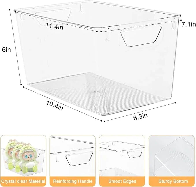 Attelite Clear Plastic Storage Bins,Large 12 Pack Pantry Organizer with Handle,BPA Free Plastic Storage Containers for Fridge,Closet,Bathroom,Under Sink and Kitchen Organization - ModernBath