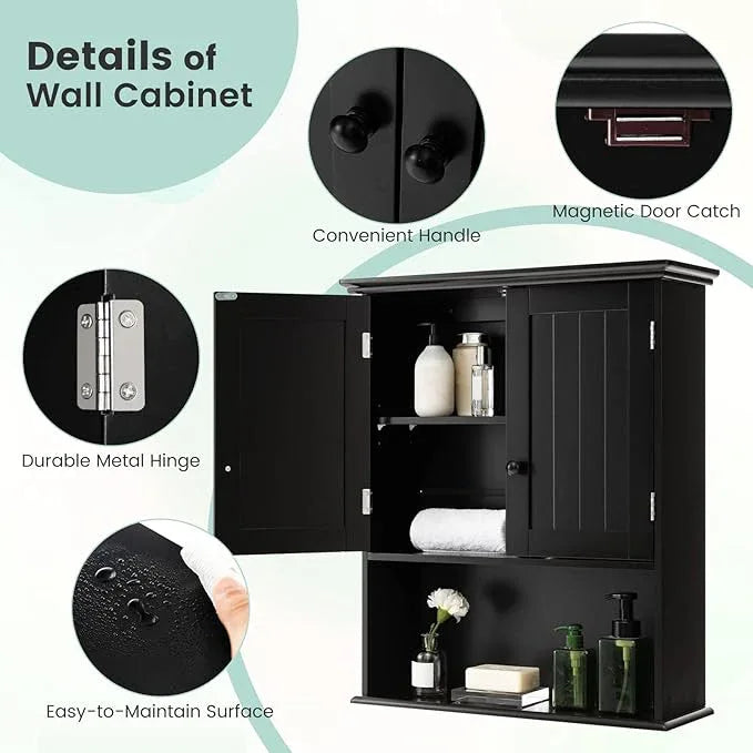 Giantex Medicine Cabinets, Wall Mounted Bathroom Cabinet with Adjustable Shelf, 2-Door, Bathroom Storage Cabinet Over The Toilet, Living Room, Kitchen, Laundry Room, Cupboard - ModernBath