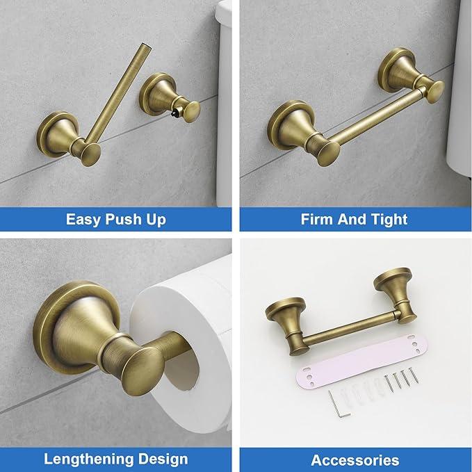 RUMOSE Toilet Paper Roll Holder Bathroom Flexible Pivoting Tissue Handle on Wall Mounted Antique Brass Rustproof Toilet Tissue Roll Holder,Stainless Steel - ModernBath