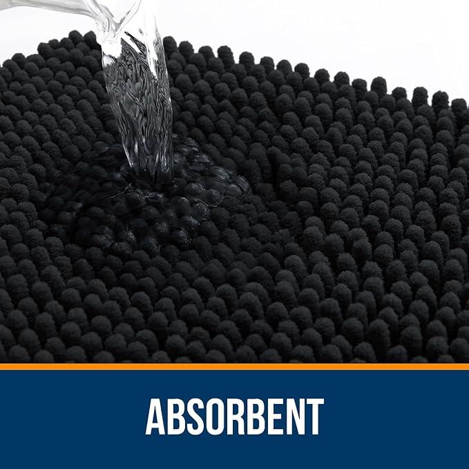 OLANLY Bathroom Rugs 34x21, Extra Soft Absorbent Chenille Bath Rugs, Rubber Backing Quick Dry, Machine Washable Bath Mats for Bathroom Floor, Tub and Shower, Home Decor Accessories, Black - ModernBath
