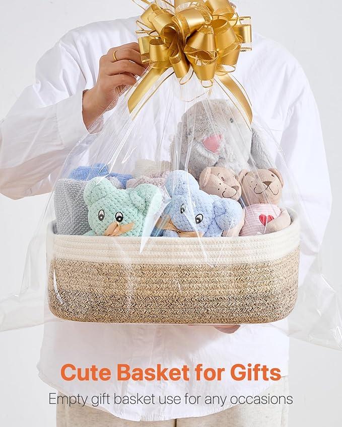 Small Woven Basket, 13.5 x 9.5 x 5 Inches, Storage Basket for Organizing, Cute Small Rope Shelf Closet Cube Storage Bins Baskets for Shelves, Dog Toy Gift Baskets Empty, 3 Pack Gradient Brown - ModernBath