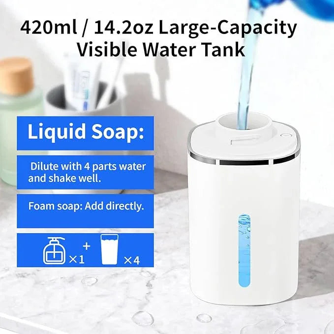 Automatic Foaming Soap Dispenser, Touchless Hand Soap Dispenser, USB Rechargeable, 4 Adjustable Levels, 14.2 oz (420 ml) Large Capacity, for Bathroom, Kitchen & School (White, Foaming) - ModernBath