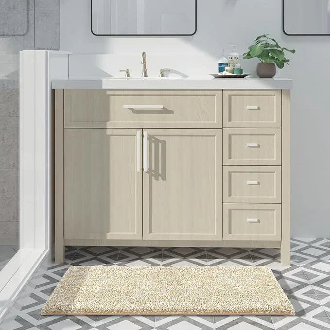 Yimobra Large Bathroom Rugs Non Slip Washable, Soft Absorbent Microfiber Bath Mat,Dual-Tone Decor Rug with Rubber Backing for Bathroom Floor,Tub and Shower,36x24,Home Essentials,Light Beige and White - ModernBath