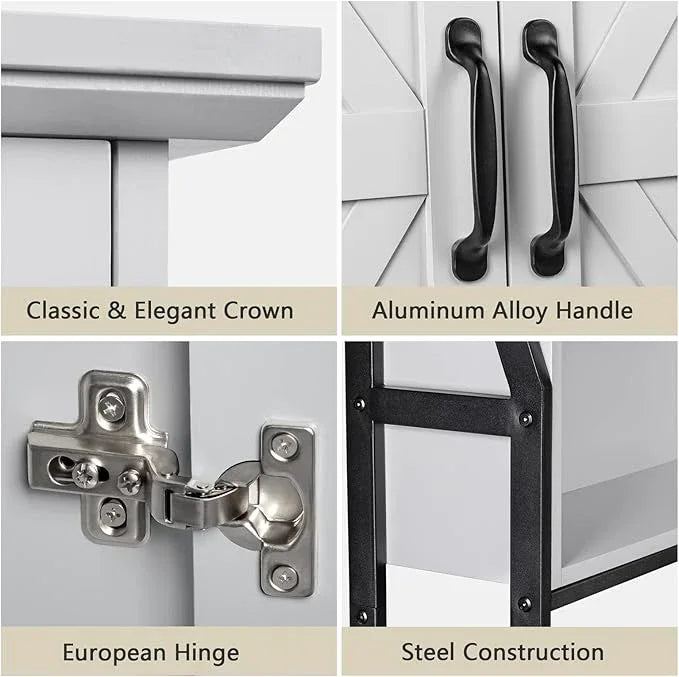 Over The Toilet Storage Cabinet, Over Toilet Bathroom Organizer with Barn Doors Above Toilet Storage Cabinet Spacesaver Rack Behind Toilet Bathroom Organizer (Gray) - ModernBath