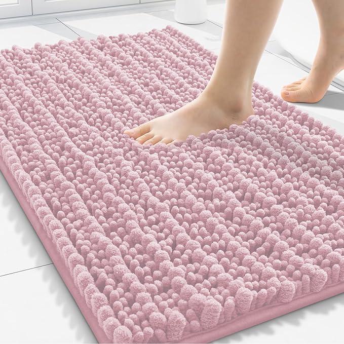 Smiry Bathroom Rugs Mat 30x20, Extra Soft Absorbent Chenille Bath Rugs, Non Slip Rubber Backing Machine Washable Quick Dry Bath Mats for Bathroom Floor, Tub, Shower, Home Decor Accessories, Dusty Rose - ModernBath