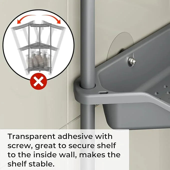 ODesign 3 Tier Floor Standing Corner Shower Caddy Organizer Plastic Metal Splicing Shelf Storage Rack for Bathroom - ModernBath