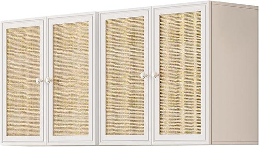 Kitchen Wall Cabinets,Rattan Wall Mounted Laundry Cabinets with Adjustable Shelf, Floating Hanging Storage Cabinet for Laundry Room, Bathroom, Kitchen - ModernBath