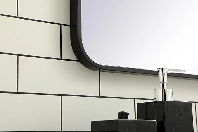 ARS Concepts Aura, Soft Corner Metal Rectangular Mirror 30X36 Inch in, Modern, Black - ModernBath